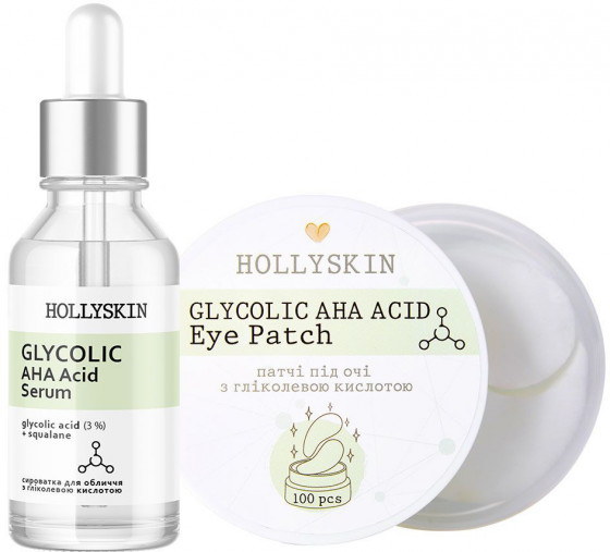 Hollyskin Glycolic AHA Acid Eye Patch - Тканевые патчи под глаза с гликолевой кислотой - 1