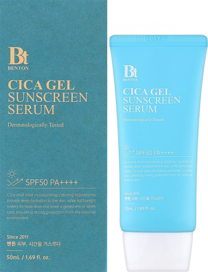 Benton CICA Gel Sunscreen Serum SPF50+ PA++++ - Увлажняющая солнцезащитная крем-сыворотка с центеллой - 1