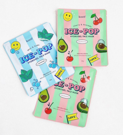 Petitfee & Koelf Mint & Soda Ice-Pop Hydrogel Face Mask - Гидрогелевая маска для лица с мятой и содой - 2