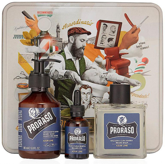 Proraso Azur Lime Beard Kit - Подарочный набор для ухода за бородой