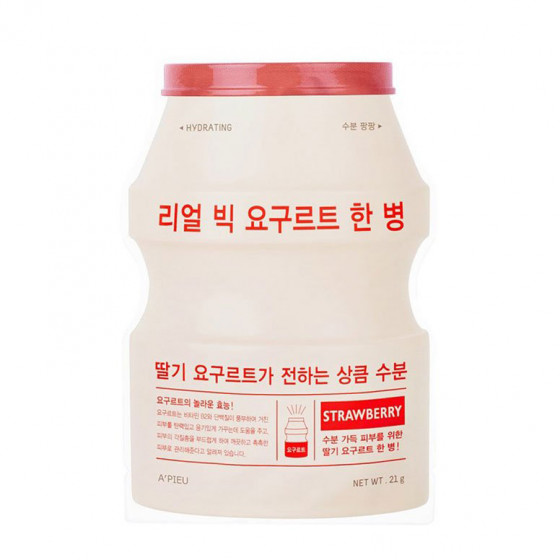 A'Pieu Real Big Yogurt One-Bottle Hydrating Face Mask Strawberry - Тканевая маска для лица с клубникой