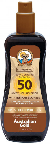 Australian Gold Spray Gel with Instant Bronzer SPF50 - Солнцезащитный спрей-гель с натуральным бронзатором