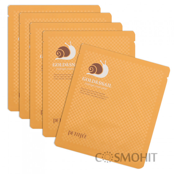 Petitfee & Koelf Gold&Snail Hydrogel Mask - Гидрогелевая маска для лица с золотом и улиткой - 1