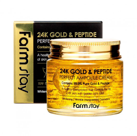 FarmStay 24K Gold & Peptide Perfect Ampoule Cream - Ампульный крем с 24K золотом и пептидами - 2