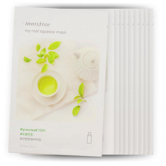 Innisfree My Real Squeeze Mask Green Tea - Тканевая маска с экстрактом зеленого чая - 1