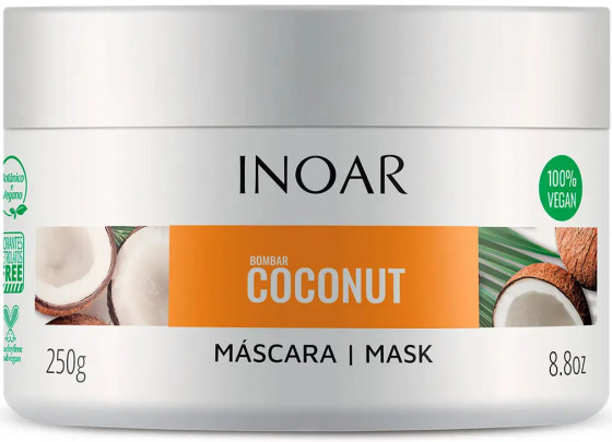 Inoar Bombar Coconut mask - Маска для роста волос без сульфатов "Кокос & Биотин"