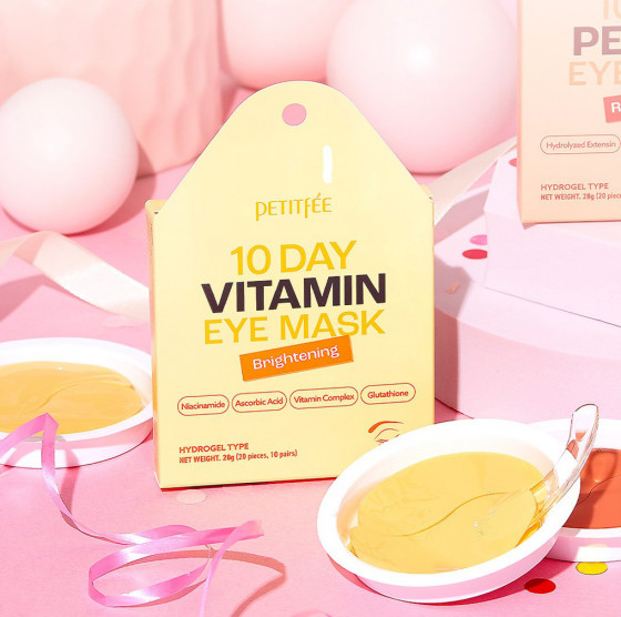 Petitfee & Koelf 10 Days Vitamin Eye Mask - Осветляющие гидрогелевые патчи с витамином С и ниацинамидом - 2