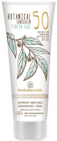 Australian Gold Botanical Tinted Face Mineral Lotion SPF 50 - Солнцезащитный лосьон для лица с тоном SPF 50