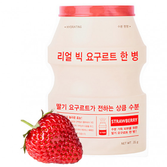 A'Pieu Real Big Yogurt One-Bottle Hydrating Face Mask Strawberry - Тканевая маска для лица с клубникой - 1