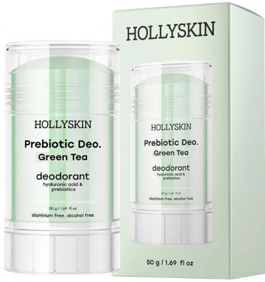 Hollyskin Prebiotic Deo. Green Tea - Парфюмированный дезодорант с гиалуроновой кислотой и пребиотиками