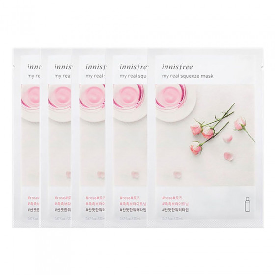 Innisfree My Real Squeeze Mask Rose - Тканевая маска с экстрактом розы - 1