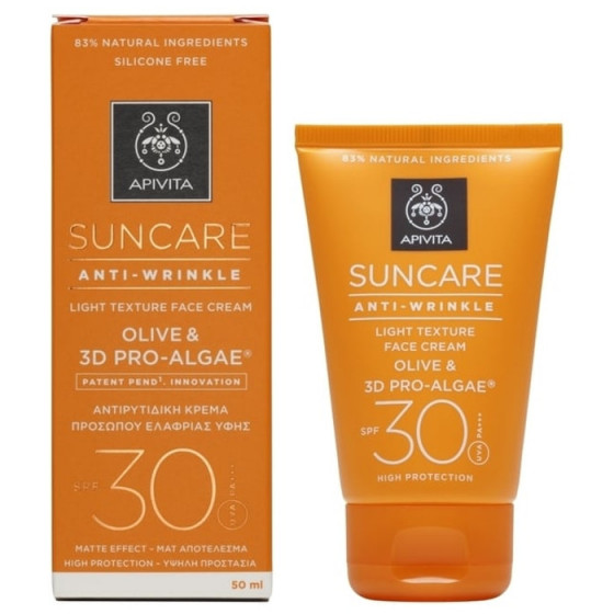 Apivita suncare anti-wrinkle face cream with olive and 3D pro-algae SPF30 - Солнцезащитный крем для лица против морщин - 1
