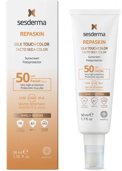 Sesderma Repaskin Silk Touch Color SPF50 - Солнцезащитное средство для лица с тонирующим эффектом