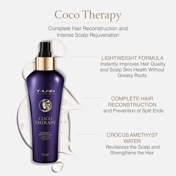 T-LAB Professional Coco Therapy Overnight Serum Deluxe - Сыворотка для волос - 3