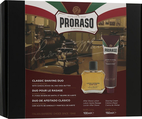 Proraso Red Classic Shaving Duo - Подарочный набор для бритья жесткой щетины