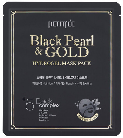 Petitfee & Koelf Black Pearl & Gold Hydrogel Mask Pack - Гидрогелевая маска с золотом и черным жемчугом