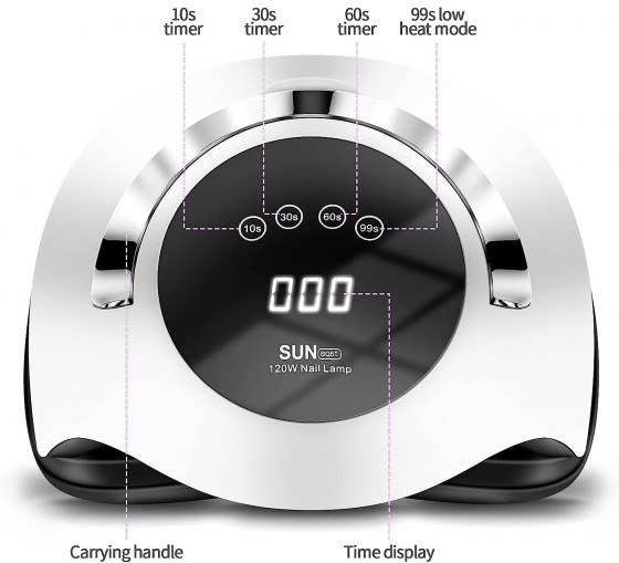 SUNUV LED+UV SUN BQ-5T WHITE 120W - УФ-лампа для маникюра с ручкой - 3