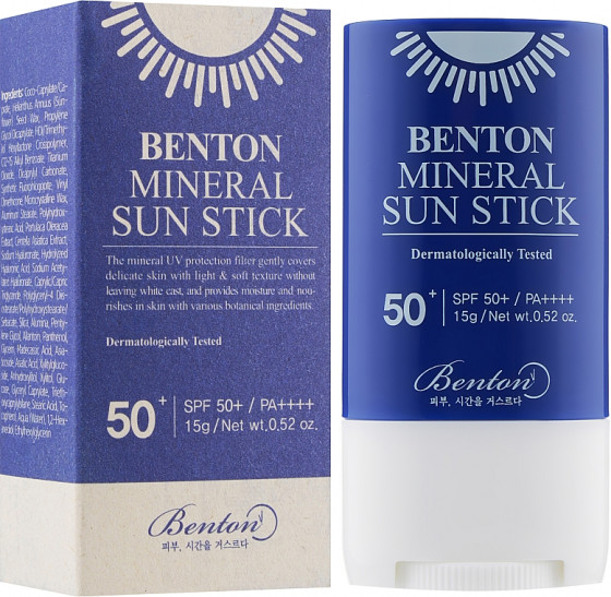 Benton Mineral Sun Stick SPF50+/PA++++ - Солнцезащитный стик на минеральной основе - 1