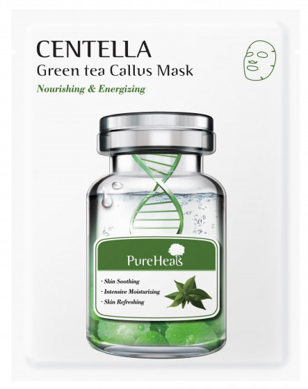 PureHeal's Centella Green Tea Callus Mask - Восстанавливающая тканевая маска с экстрактами центеллы и зеленого чая