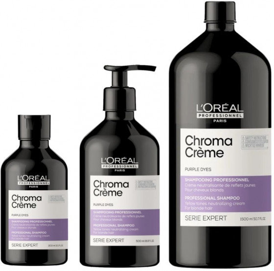 L'Oreal Professionnel Serie Expert Chroma Creme Purple Dyes Professional Shampoo - Шампунь для нейтрализации желтых оттенков волос цвета блонд - 3