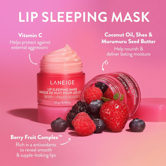 Laneige Lip Sleeping Mask Berry - Ночная маска для губ «Ягодная» - 2