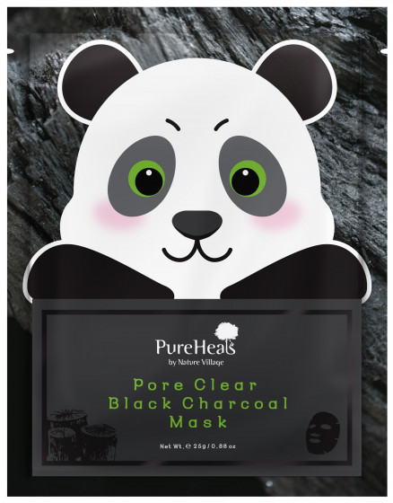 PureHeal's Pore Clear Black Charcoal Mask - Тканевая маска с черным углем для очищения пор от загрязнений