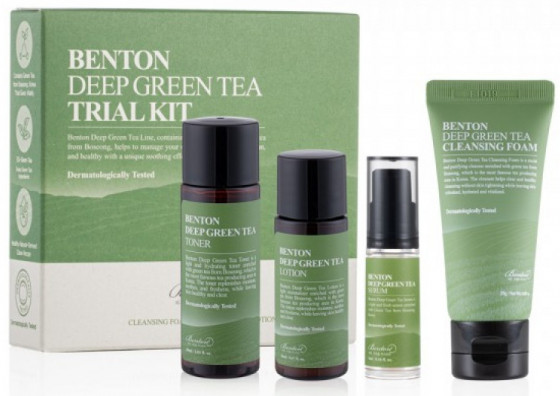 Benton Deep Green Tea Trial Kit - Набор миниатюр с зеленым чаем 4 в 1