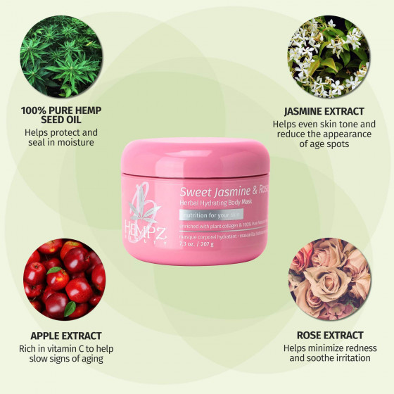 Hempz Sweet Jasmine & Rose Herbal Body Mask - Питательная маска для тела с коллагеном "Жасмин-Роза" - 4