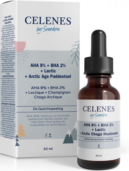 Celenes AHA 8% + BHA 2% + Lactic + Arctic Chaga Mushroom - Пилинг-сыворотка с кислотами для кожи лица - 1