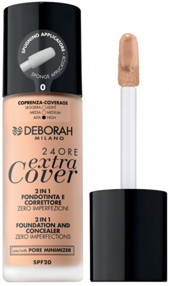 Deborah 24Ore Extra Cover Foundation SPF20 - Тональная основа для лица