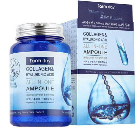 FarmStay Collagen & Hyaluronic Acid All-In-One Ampoule - Ампульная сыворотка для лица с коллагеном и гиалуроновой кислотой - 1