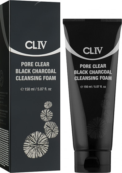 CLIV Pore Clear Black Charcoal Cleansing Foam - Пенка для умывания на основе порошка бамбукового угля - 1