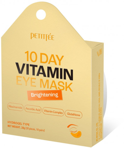 Petitfee & Koelf 10 Days Vitamin Eye Mask - Осветляющие гидрогелевые патчи с витамином С и ниацинамидом