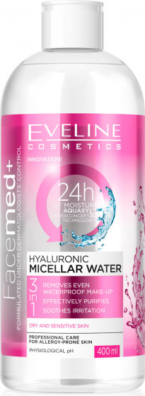 Eveline Facemed+ Hyaluronic Micellar Water 3in1 - Гиалуроновая мицеллярная вода 3в1