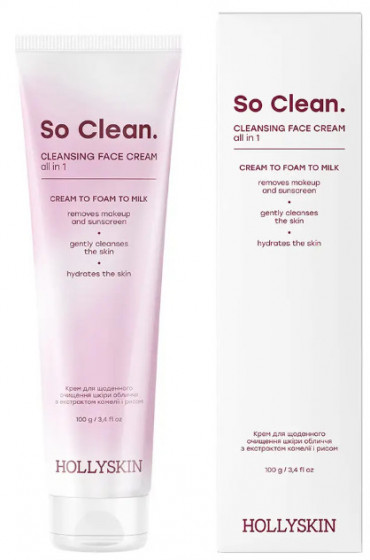 Hollyskin So Clean - Крем для ежедневного очищения кожи лица с экстрактом камелии и рисом