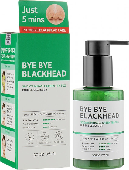 Some By Mi Blackhead 30Days Miracle Green Tea Tox Bubble Cleanser - Маска-пенка от чёрных точек - 1