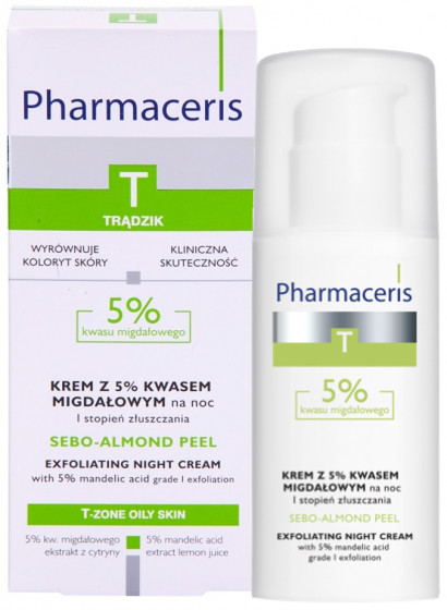 Pharmaceris T Sebo-Almond-Peel Exfoliting Night Cream - Ночной крем-пилинг с 5% миндальной кислотой - 1