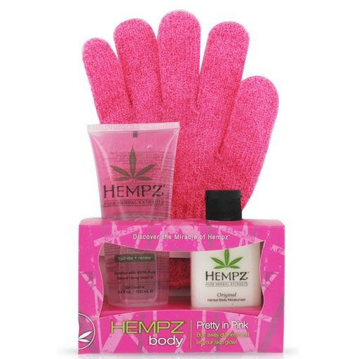 Hempz Pretty In Pink - Набор для тела с мочалкой рукавичкой