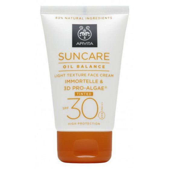 Apivita suncare oil balance light texture tinted face cream SPF30 - Солнцезащитный тонирующий крем для лица легкой текстуры