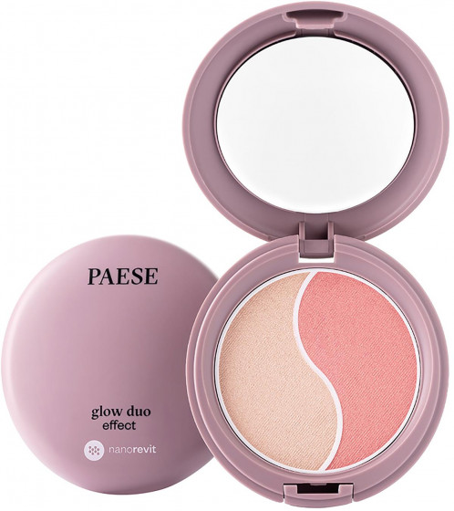 Paese Nanorevit Glow Duo Effect Blush + Highlighter - Контурная палитра 2 в 1 Румяна + Хайлайтер