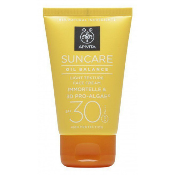 Apivita suncare oil balance light texture face cream SPF30 - Солнцезащитный крем для лица легкой текстуры регулирующий секрецию сальных желез