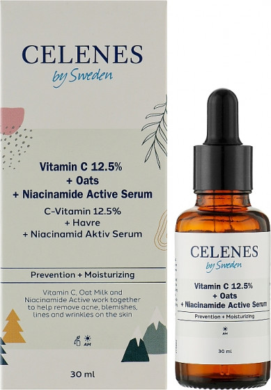 Celenes Vitamin C 12,5% + Oats + Niacinamide Active Serum - Активная сыворотка с витаминами для кожи лица - 1