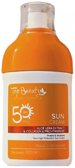 Top Beauty Aloe Vera Sun Cream SPF50 - Солнцезащитный крем для лица и тела с алоэ вера, коллагеном и В5