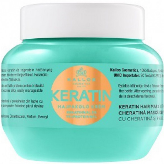 Kallos Keratin Hair Mask with Keratin and Milk Protein For Dry, Damaged And Chemically Treated Hair - Маска для волос с кератином