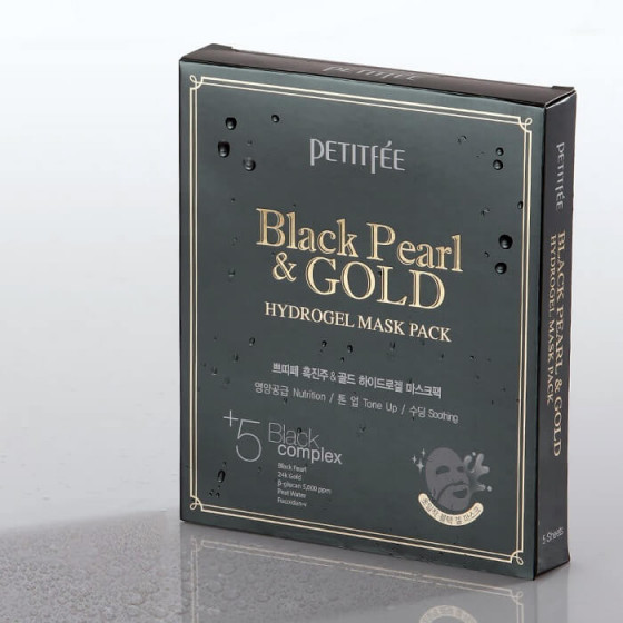 Petitfee & Koelf Black Pearl & Gold Hydrogel Mask Pack - Гидрогелевая маска с золотом и черным жемчугом - 3