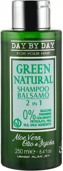 Alan Jey Green Natural Shampoo-Balsam - Шампунь-бальзам 2 в 1 с маслом жожоба и алоэ вера для всех типов волос