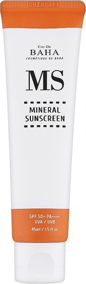 Cos De BAHA MS Mineral Sunscreen SPF50+ - Увлажняющий солнцезащитный крем для лица с минералами