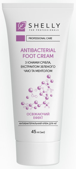 Shelly Antibacterial Foot Cream with Silver Ions, Green Tea Extract and Menthol - Антибактериальный крем для ног с ионами серебра, экстрактом зеленого чая и ментолом