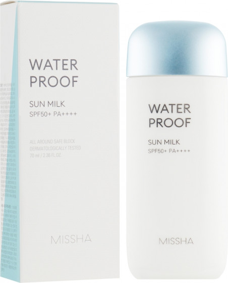 Missha All-around Water Proof Sun Milk SPF 50 +/PA +++ - Солнцезащитное водостойкое молочко для лица и тела