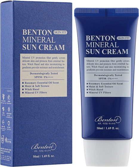 Benton Skin Fit Mineral Sun Cream SPF50/PA++++ - Солнцезащитный крем на минеральной основе - 1